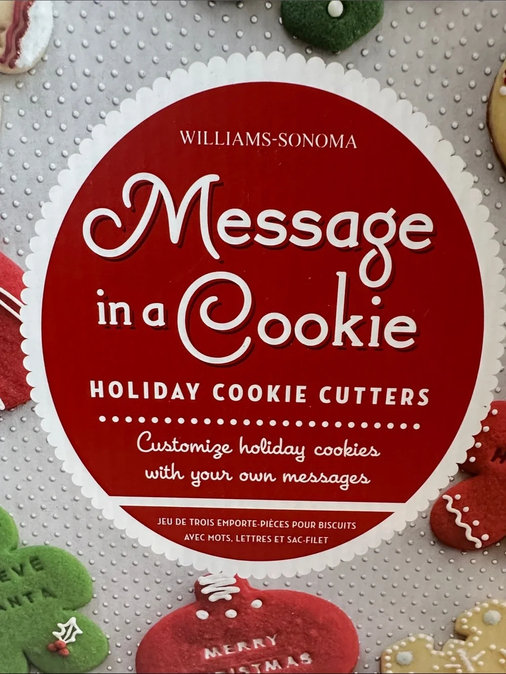 Williams Sonoma “Message in Cookie” Cutters Holiday Boxed Set #2